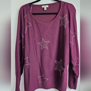 Spense Deep Purple Knit Top 1X Plus Size Sweater
